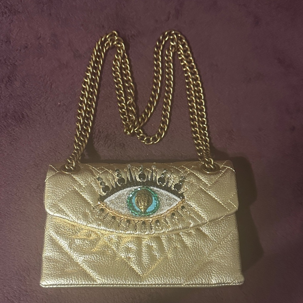 Kurt Geiger Gold Eye Embroidered Shoulder Bag